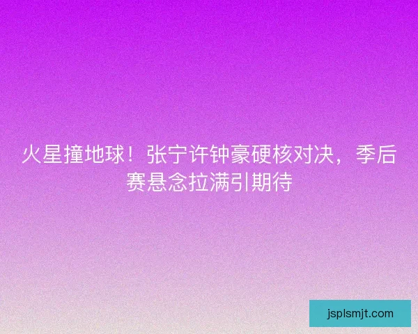 火星撞地球！张宁许钟豪硬核对决，季后赛悬念拉满引期待