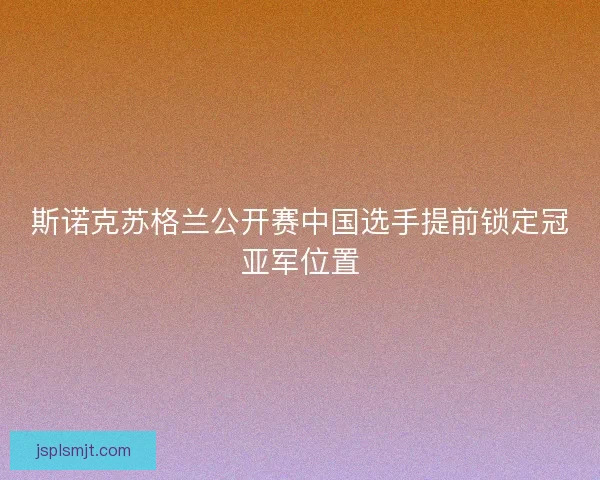 斯诺克苏格兰公开赛中国选手提前锁定冠亚军位置