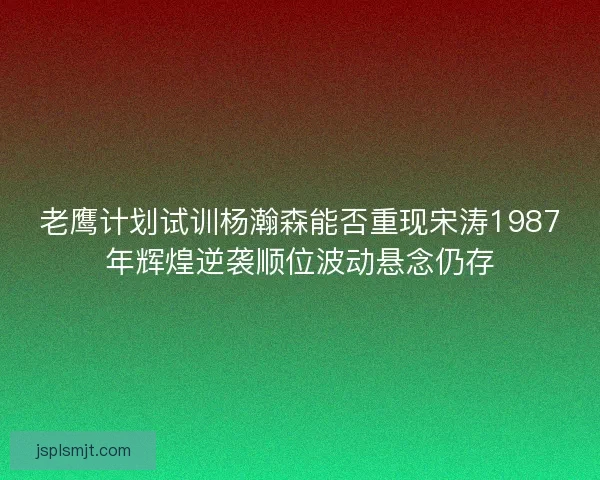 老鹰计划试训杨瀚森能否重现宋涛1987年辉煌逆袭顺位波动悬念仍存
